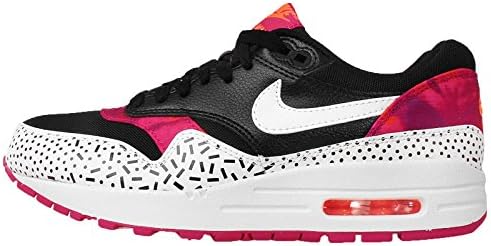 Nike Women's Wmns Air Max 1 Print, BLACK/WHITE-FIREBERRY-PINK POW, 10 US