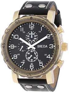 Breda Men's 1635-D Steve Oversized Industrial Stud Leather Watch