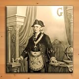 FREEMASON Benjamin FRANKLIN ON CERAMIC TILE Wearing Masonic Mason APRON