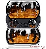 PSPgo Skin and Screen Protector Kit - Chrome Drip on Fire fits Sony PSP go