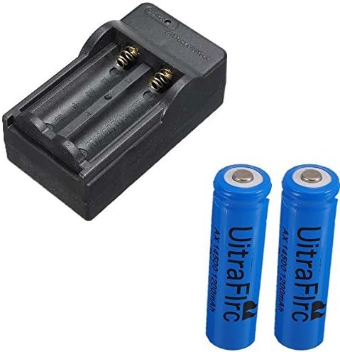 Foocc Bundle of 3.7V Li-ion 14500 Rechargeable Batteries and Battery Charger (Double Battery Charger +2*Batteries) by Foocc