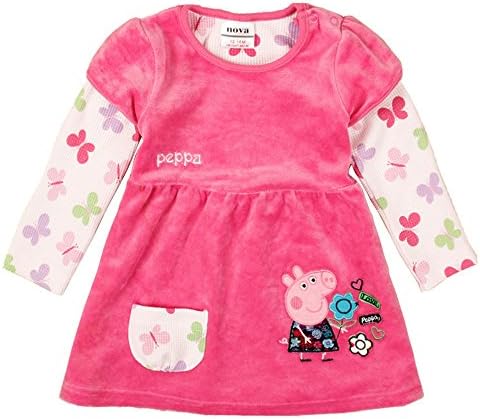 Printed Lovely Peppa Pig Embroidery Tunic Top Autumn/Spring Baby Girl Corduroy Dress (4/5y, Pink)