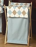 Baby and Kids Clothes Laundry Hamper for Brown and Blue Argyle Bedding Sets