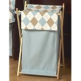 Baby and Kids Clothes Laundry Hamper for Brown and Blue Argyle Bedding Sets by JoJo Designs