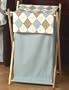 Baby and Kids Clothes Laundry Hamper for Brown and Blue Argyle Bedding Sets