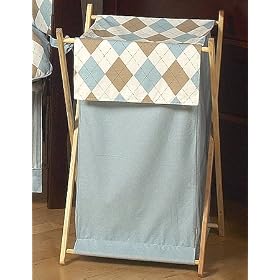 Baby and Kids Clothes Laundry Hamper for Brown and Blue Argyle Bedding Sets