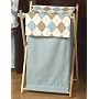 Baby and Kids Clothes Laundry Hamper for Brown and Blue Argyle Bedding Sets