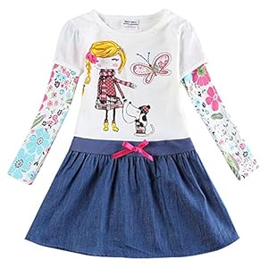 Novatx Cotton Baby Girl Clothes with Sunny Girl and Animals H5926 Crea (4/5y)