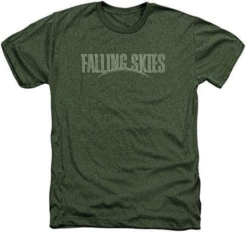 Falling Skies Distressed Logo Mens Heather Shirt Military Green LG