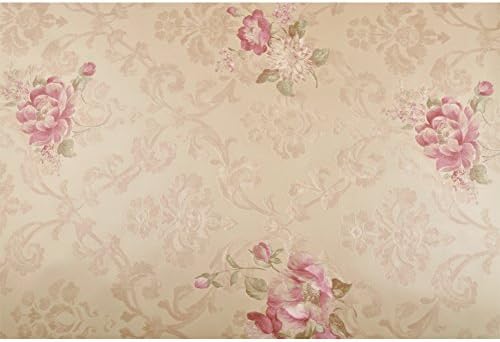 TGSIK Olivia Series Beautiful Elegant Purple and Red Flowers Brown Background Pattern Design European Style PVC Damask Wallpaper Home Decorations Memo Sample