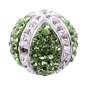 Kadima Swarovski Elements ,Disco Ball ,Shamballa Ball , Lots of 12pcs 15MM Alloy Cross Loose Beads with Peridot/Clear Gemstone