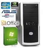 Leiser PC - CSL Speed H4726 (Core i7) - Gaming QuadCore! PC-System mit Intel Core i7-3770 4x 3400 MHz, 1000GB SATA, 8192MB DDR3, ASUS Mainboard, GeForce GT 610 2048MB, DVD-RW, CardReader, 7.1 Sound, GigLAN, USB 3.0, Windows 7 Home Premium, Office 2010