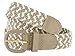 Belts.com Leather Covered Buckle Woven Elastic Stretch Belt, Beige/white, (XL(40