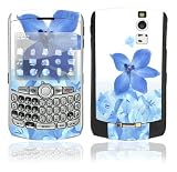 Blue Neon Flower Design Decal Skin Sticker for BlackBerry Curve 8350i Cell Phone