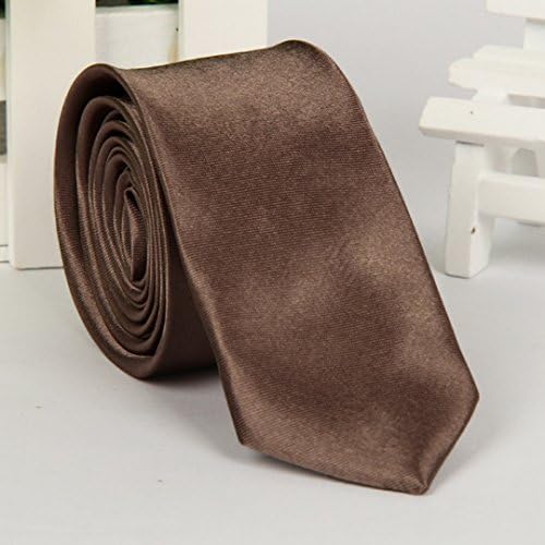 lllzff Men's Solid Neck Ties Casual Slim Plain Party Wedding Formal Neckties - Brown