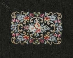 Miniature Black Bench Needlework Kit by Lindee's Little Linens