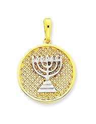 14K Two Tone Gold Mesh Menorah Pendant Charm Jewelry