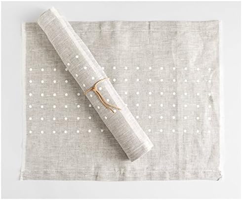 White Dots Place Mats - Set of 2- Linen Placemats