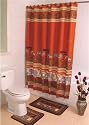 NEW "NAGALA AFRICA" ELEPHANTS & ANIMALS FABRIC SHOWER CURTAIN, FABRIC COVERED RINGS, AREA RUG & CONTOUR RUG SET