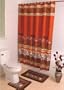 NEW "NAGALA AFRICA" ELEPHANTS & ANIMALS FABRIC SHOWER CURTAIN, FABRIC COVERED RINGS, AREA RUG & CONTOUR RUG SET