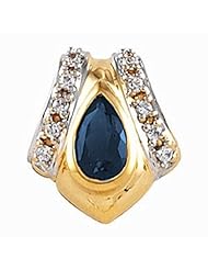 14K Yellow Gold Pear Cut Sapphire and Diamond Pendant -- LIFETIME WARRANTY