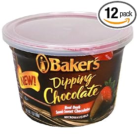 Baker's Dipping Chocolate, Semi-Sweet, 7-Ounce Microwavable Tubs (Pack of 12)