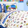 Olive Kid Trains Planes and Trucks Duvet Cover Full Size with 2 Shams SPECIAL
