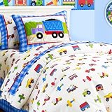 Olive Kids Trains Planes and Trucks Cotton Duvet Cover, Twin