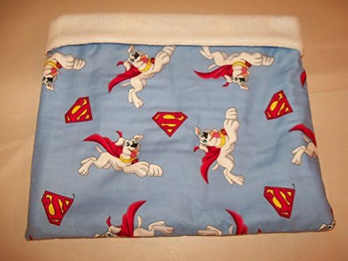Superdog Print XL Fleece/Cotton Guinea Pig Pouch Bag Cozy Bed Snuggle Ferret Rat 11" x 11''