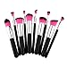 Unimeix? 10 pcs Premium Synthetic Kabuki Makeup Brush Set Cosmetics Foundation Blending Blush Eyeliner Face Powder Brush Makeup Brush Kit (Black Rose)