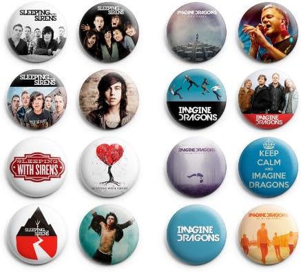 Sleeping With Sirens / Imagine Dragons Pinback Buttons 16Pcs 1.25 inch Mix Set