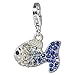 SilberDream Glitter Charm Swarowski Elements fish ICE blue, 925 Sterling Silver Charms Pendant with Lobster Clasp for Charms Bracelet, Necklace or Earring GSC001
