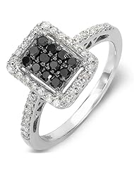 0.55 Carat (ctw) 10k White Gold Black & White Round Diamond Ladies Cocktail Ring 1/2 CT