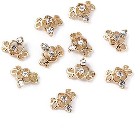 ECBASKET 10x 3D Special Golden Love Heart Design Rhinestone Nail Art Tips Decorations Alloy Nail Art Decorations