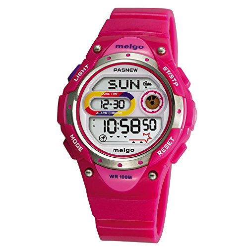 WISEÂ® Girls Watch, Waterproof 100m Watches, Colorful Rainbow Dial Digital Display Sports Casual Wrist Watches 2001d (Rose)