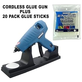 Surebonder CL-800 60-Watt Cordless High Temperature Glue Gun With 20 Pack 4" Glue Sticks