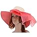 Vbiger Anti-uv Straw Large Wide Brim summer Beach Sun Hat With Bowknot (Watermelon Red)
