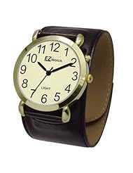 EZ Low Vision Unisex Watch- Gold w-Brown Band