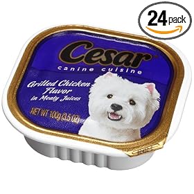 Cesar Canine Cuisine Grilled Chicken Flavor in Meaty Juices for Small Dogs, 3.5-Ounce Trays (Pack of 24)