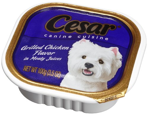Cesar Canine Cuisine Grilled Chicken Flavor in Meaty Juices for Small Dogs, 3.5-Ounce Trays (Pack of 24)