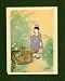 1913 Tipped-In Print Japanese Girl Child Morning Glory Flowers Fenollosa Art - Orig. Tipped-in Print
