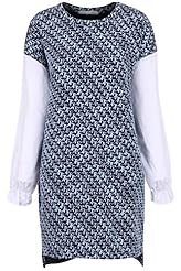 Two-Toned  Acrylic/Cotton/Polyester/Knit Mini Dress  With Ruffles