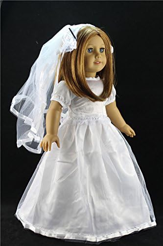 Doll Clothes for 18'' American Girl Handmade Wedding Dress Bride Gown+veil