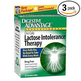 Digestive Advantage Daily Dietary Management of Lactose Intolerance Caplets, 32-Count Boxes (Pack of 3)