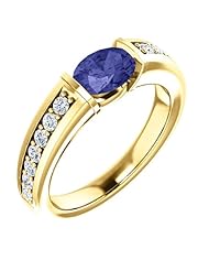 10K Yellow Gold 7.00x5.00mm Oval Cut Tanzanite and Diamond Ring -- LIFETIME WARRANTY