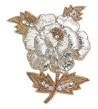 Royal Rose Shape Gold Bullion Zircon Applique Patch 1Pc Free Shipping