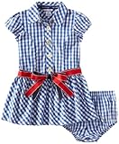 Hartstrings Baby-Girls Infant Cotton Check Button Front Dress and Diaper Cover Set