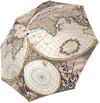 Antique World Map Folding Rain Umbrella/Parasol/Sun Umbrella