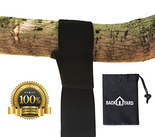 Tree Swing Hanging Strap Kit by: Backyard Accessories - One 48 Inch Strap With Extremely Safe Screw Lock Snap Carabiner Hook - Holds Up To 500 Lbs and is 100% Waterproof