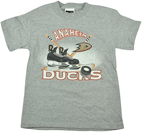 NHL LNH Anaheim Ducks Youth Graphic Hockey Sport Tee Tshirt Grey Shirt Small 8